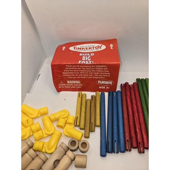Classic TINKERTOY Construction Set 41 Pieces Playskool Wood Mini Set missing 5 - Picture 15 of 16